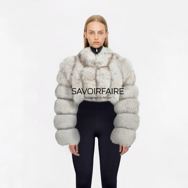 Giacca Bomber Super Crop Bianca Neve